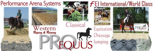Filename ProEquus-Banner_590x197_Std85.jpg. Intellectual property rights belonging to ProEquus International, Performance arena systems, fEI International - World Class; Western roping & reining; Classical equitation, dressage, jumping.